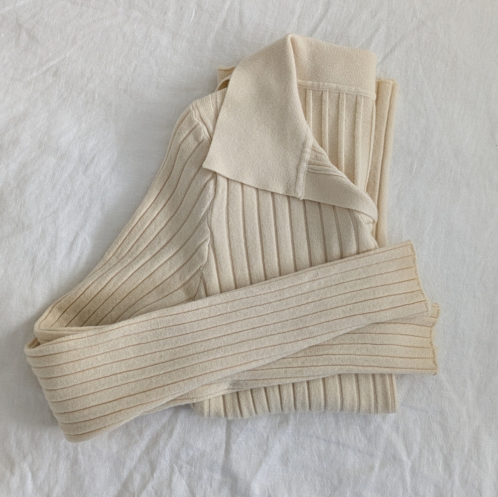 Commense Cream Ribbed Knit Sweater - Picture 6 of 6